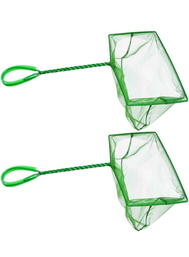 AOODOOM Aquarium Fishing Net Fish Tank Cleaning Tools Fine Mesh Net with Long Handle Green 8 Inch - Image 1